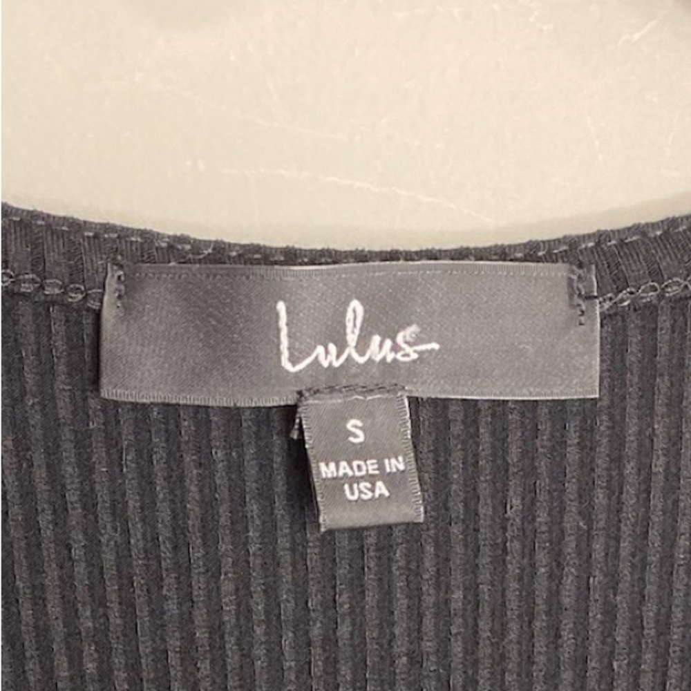 Lulus Black Ribbed Fitted Mini Dress Size Small - Picture 4 of 5